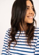 Saint James Women GALATHEE II V4HD60 Breton Striped Top with Sleeve Soft Cotton Fit WHITE/ROYAL BLUE - Image 4