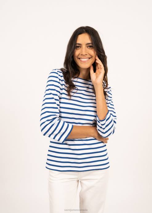 saint_james_women_galathee_ii_v4hd60_breton_striped_top_with_sleeve_soft_cotton_fit_white_royal_blue.jpg Saint James Women GALATHEE II V4HD60 Breton Striped Top with Sleeve Soft Cotton Fit WHITE/ROYAL BLUE - Image 1