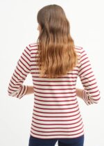 Saint James Women GALATHEE II V4HD95 Breton Striped Top with Sleeve Soft Cotton Fit ECRU/MAROON - Image 2