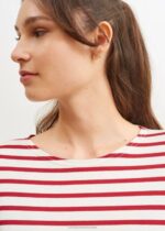 Saint James Women GALATHEE II V4HD95 Breton Striped Top with Sleeve Soft Cotton Fit ECRU/MAROON - Image 3
