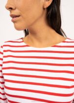 Saint James Women GALATHEE II V4HD96 Breton Striped Top with Sleeve Soft Cotton Fit WHITE/RED - Image 5