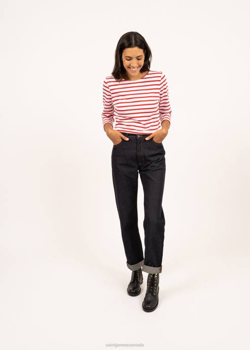 saint_james_women_galathee_ii_v4hd96_breton_striped_top_with_sleeve_soft_cotton_fit_white_red.jpg Saint James Women GALATHEE II V4HD96 Breton Striped Top with Sleeve Soft Cotton Fit WHITE/RED - Image 1