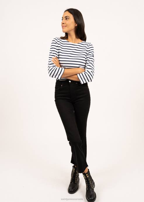 Saint James Women GALATHEE II V4HD97 Breton Striped Top with Sleeve Soft Cotton Fit WHITE/NAVY - Image 2