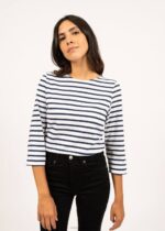 Saint James Women GALATHEE II V4HD97 Breton Striped Top with Sleeve Soft Cotton Fit WHITE/NAVY - Image 4