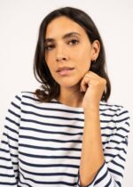 Saint James Women GALATHEE II V4HD97 Breton Striped Top with Sleeve Soft Cotton Fit WHITE/NAVY - Image 5
