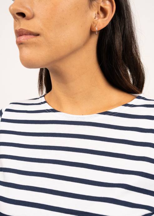 Saint James Women GALATHEE II V4HD97 Breton Striped Top with Sleeve Soft Cotton Fit WHITE/NAVY - Image 6