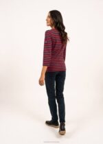 Saint James Women GALATHEE II V4HD98 Breton Striped Top with Sleeve Soft Cotton Fit NAVY/RED - Image 2