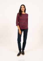 Saint James Women GALATHEE II V4HD98 Breton Striped Top with Sleeve Soft Cotton Fit NAVY/RED - Image 3