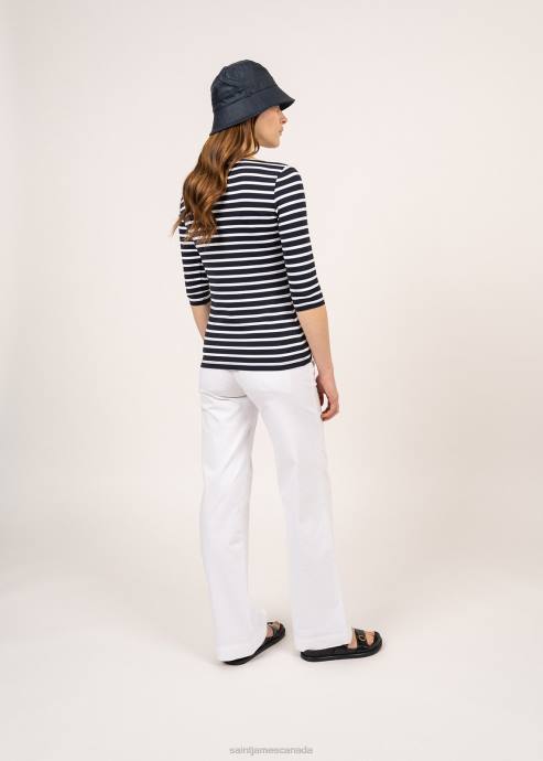 Saint James Women GARDE-COTE III V4HD90 Nautical Striped Sport Top With UV Protection Fit NAVY/WHITE - Image 2