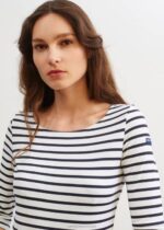 Saint James Women GARDE-COTE III V4HD91 Nautical Striped Sport Top With UV Protection Fit WHITE/NAVY - Image 3
