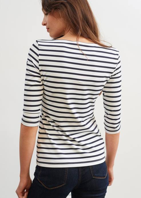 Saint James Women GARDE-COTE III V4HD91 Nautical Striped Sport Top With UV Protection Fit WHITE/NAVY - Image 4