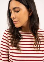 Saint James Women MERIDAME II V4HD92 Authentic Breton Shirt Heavyweight Cotton Fit ECRU/MAROON - Image 4