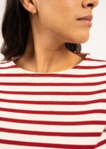 Saint James Women MERIDAME II V4HD92 Authentic Breton Shirt Heavyweight Cotton Fit ECRU/MAROON - Image 5