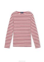 Saint James Women MERIDAME II V4HD92 Authentic Breton Shirt Heavyweight Cotton Fit ECRU/MAROON - Image 6