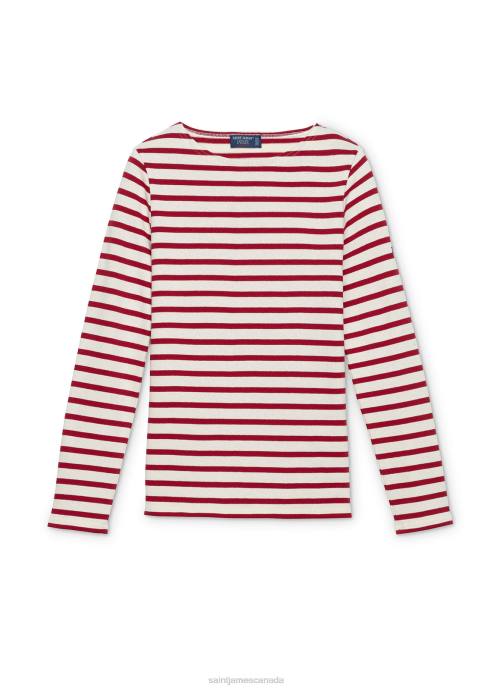 Saint James Women MERIDAME II V4HD92 Authentic Breton Shirt Heavyweight Cotton Fit ECRU/MAROON - Image 6