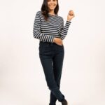 Saint James Women MERIDAME II V4HD93 Authentic Breton Shirt Heavyweight Cotton Fit NAVY/ECRU