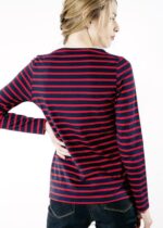 Saint James Women MINQUIDAME V4HD10 Breton Striped Shirt with Long Sleeve Soft Cotton Fit NAVY/RED - Image 2