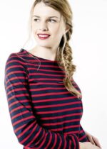 Saint James Women MINQUIDAME V4HD10 Breton Striped Shirt with Long Sleeve Soft Cotton Fit NAVY/RED - Image 3