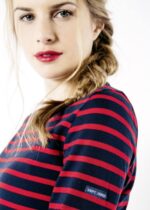 Saint James Women MINQUIDAME V4HD10 Breton Striped Shirt with Long Sleeve Soft Cotton Fit NAVY/RED - Image 4