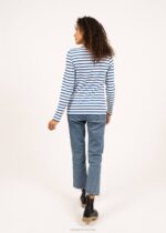 Saint James Women MINQUIDAME V4HD22 Breton Striped Shirt with Long Sleeve Soft Cotton Fit WHITE/ROYAL BLUE - Image 2