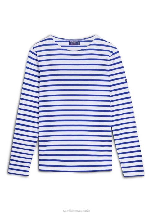 Saint James Women MINQUIDAME V4HD22 Breton Striped Shirt with Long Sleeve Soft Cotton Fit WHITE/ROYAL BLUE - Image 6