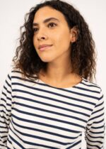 Saint James Women MINQUIDAME V4HD27 Breton Striped Shirt with Long Sleeve Soft Cotton Fit ECRU/NAVY - Image 4