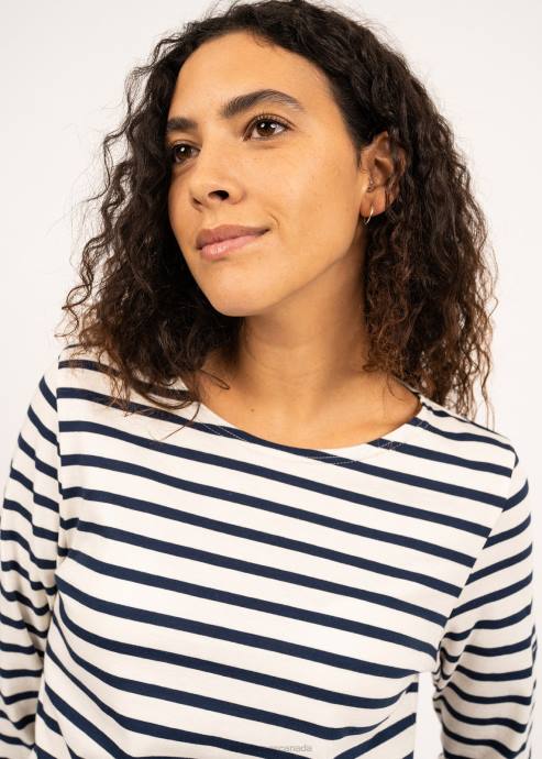 Saint James Women MINQUIDAME V4HD27 Breton Striped Shirt with Long Sleeve Soft Cotton Fit ECRU/NAVY - Image 4
