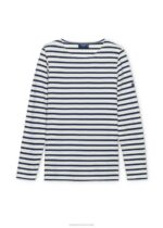 Saint James Women MINQUIDAME V4HD27 Breton Striped Shirt with Long Sleeve Soft Cotton Fit ECRU/NAVY - Image 6