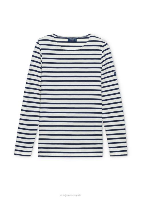 Saint James Women MINQUIDAME V4HD27 Breton Striped Shirt with Long Sleeve Soft Cotton Fit ECRU/NAVY - Image 6