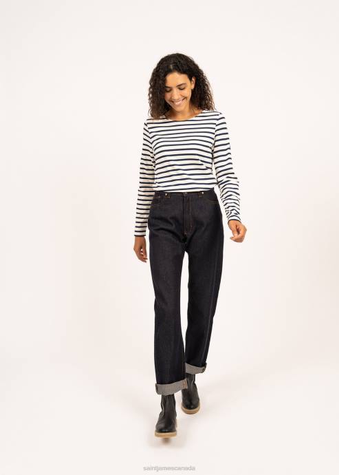 saint_james_women_minquidame_v4hd27_breton_striped_shirt_with_long_sleeve_soft_cotton_fit_ecru_navy.jpg Saint James Women MINQUIDAME V4HD27 Breton Striped Shirt with Long Sleeve Soft Cotton Fit ECRU/NAVY - Image 1