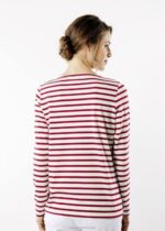 Saint James Women MINQUIDAME V4HD31 Breton Striped Shirt with Long Sleeve Soft Cotton Fit ECRU/MAROON - Image 3