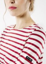 Saint James Women MINQUIDAME V4HD31 Breton Striped Shirt with Long Sleeve Soft Cotton Fit ECRU/MAROON - Image 4