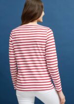 Saint James Women MINQUIDAME V4HD61 Breton Striped Shirt with Long Sleeve Soft Cotton Fit WHITE/RED - Image 2