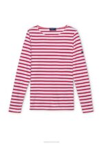 Saint James Women MINQUIDAME V4HD61 Breton Striped Shirt with Long Sleeve Soft Cotton Fit WHITE/RED - Image 3