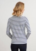 Saint James Women MINQUIDAME V4HD62 Breton Striped Shirt with Long Sleeve Soft Cotton Fit WHITE/NAVY - Image 2