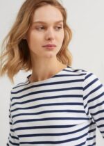 Saint James Women MINQUIDAME V4HD62 Breton Striped Shirt with Long Sleeve Soft Cotton Fit WHITE/NAVY - Image 4