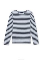 Saint James Women MINQUIDAME V4HD62 Breton Striped Shirt with Long Sleeve Soft Cotton Fit WHITE/NAVY - Image 5