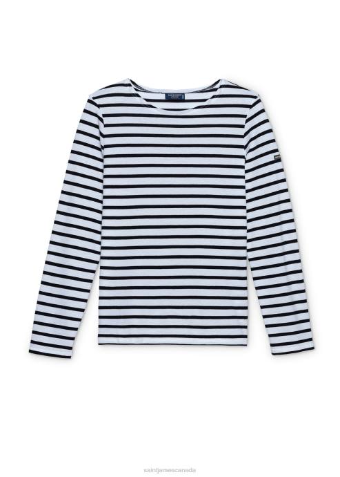 Saint James Women MINQUIDAME V4HD62 Breton Striped Shirt with Long Sleeve Soft Cotton Fit WHITE/NAVY - Image 5