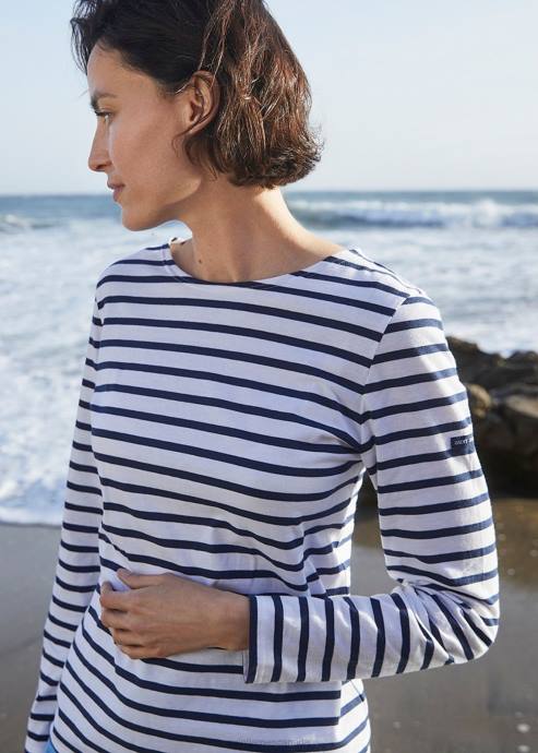 Saint James Women MINQUIDAME V4HD62 Breton Striped Shirt with Long Sleeve Soft Cotton Fit WHITE/NAVY - Image 6