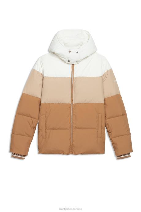Saint James Women STE ANNABELLE V4HD120 Puffer Jacket With Backpack Straps MALT BROWN/OATMEAL/WINTER WHITE - Image 3