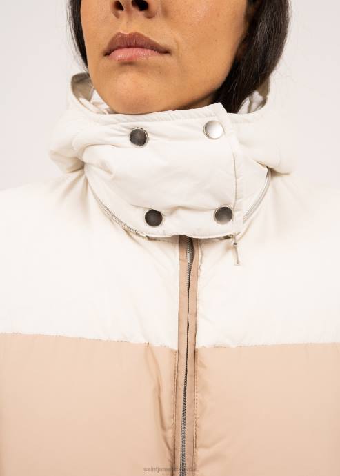 Saint James Women STE ANNABELLE V4HD120 Puffer Jacket With Backpack Straps MALT BROWN/OATMEAL/WINTER WHITE - Image 8