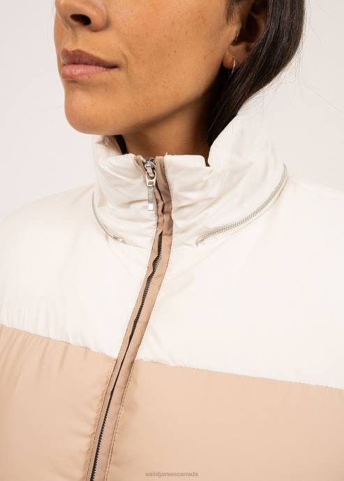 Saint James Women STE ANNABELLE V4HD120 Puffer Jacket With Backpack Straps MALT BROWN/OATMEAL/WINTER WHITE - Image 10